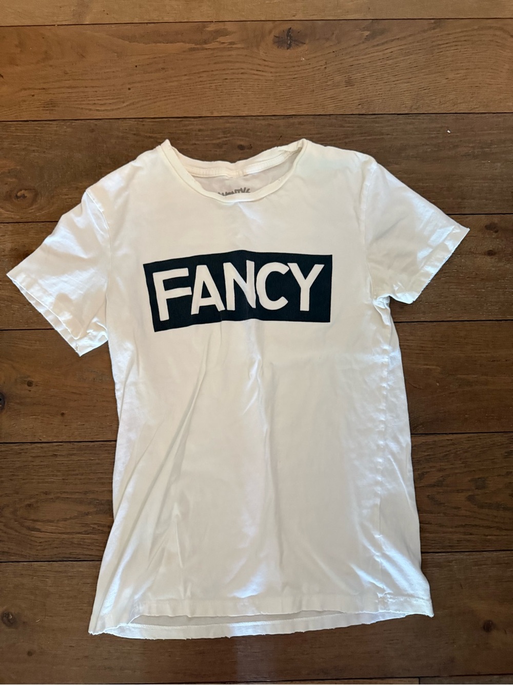 White 'FANCY' Graphic Short-Sleeve Tee